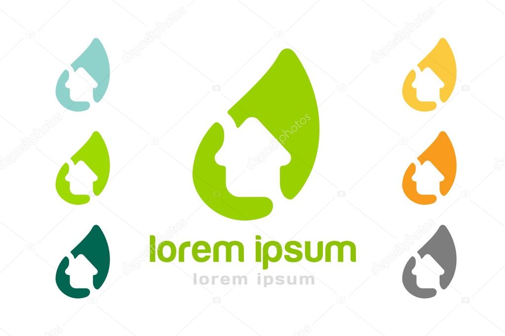 Eco home vector logo. Money icon, home or house roof, mortgage and banking, loan, broke and growth. Realty logo, mortgage. Real estate. Lawyer office. Development logo. House logo. Nature logo. Bank