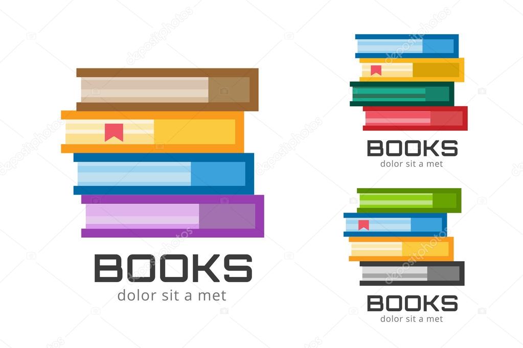 Books vector logo icons set. Sale background