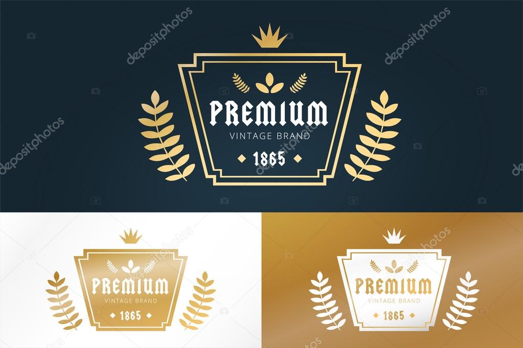 Royal vintage premium logo badge icon template. Crown logo. Letter logo. Royal hotel, Premium boutique, Fashion logo, Education logo, Wine logo, Shield logo, VIP logo. School or University logo