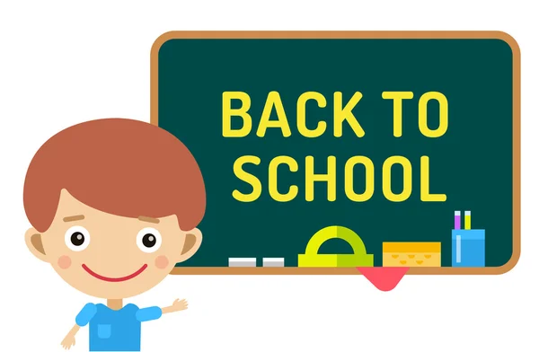 Back to school background. Cute cartoon boy and girl — Stockový vektor