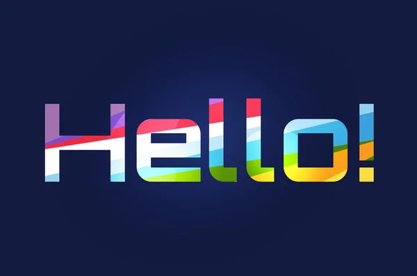 Stylish line vector background with written text Hello — 스톡 벡터