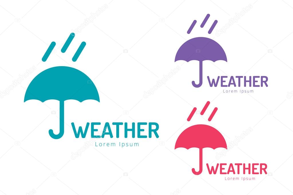 Vector umbrella logo. Umbrella icon, colored umbrella isolated, umbrella logo set, umbrella and rain symbol, umbrella silhouette shape, umbrellas weather icon, umbrella interface element