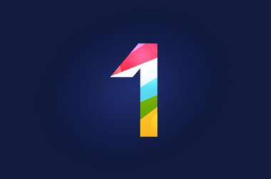One 1 letter vector logo icon symbol