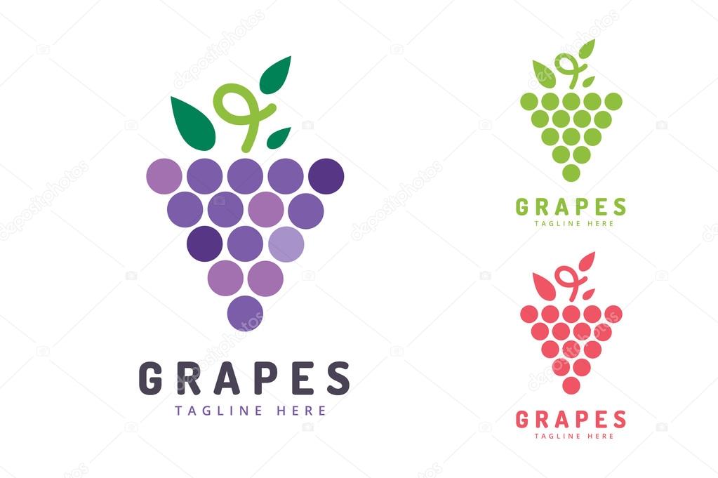Grapes vector isolated. Grapes icon. Grapes logo. Grapes wine or grapes vine. Grapes with green leaf isolated. Nature grapes logotype. Wine or vine logo icon. Fruits and vegetables