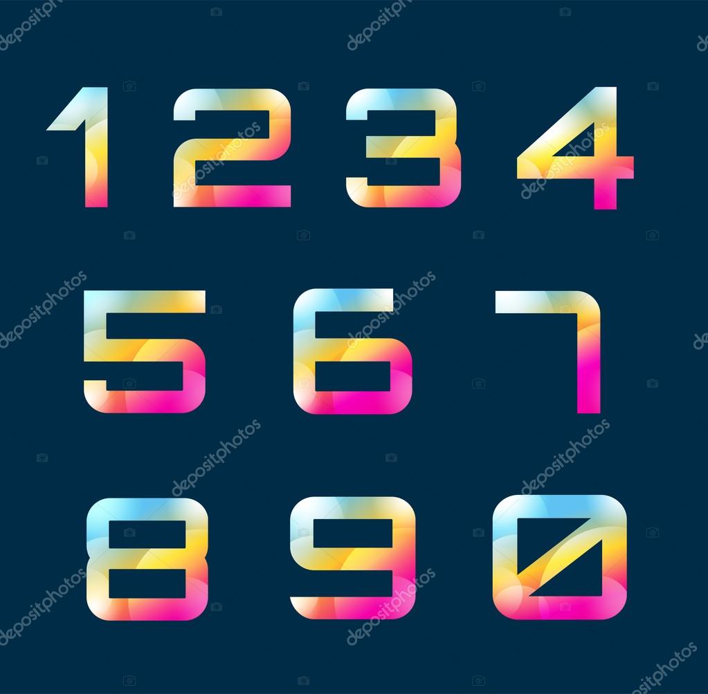 Numbers 1-9 letters vector. Numbers logo icons set. Numbers symbols silhouette. Numbers isolated icons. Line style letter, modern numbers. Count numbers set. Numbers isolated on background
