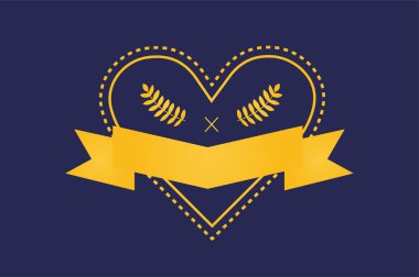 Hipster heart logo vector icon. Royal love