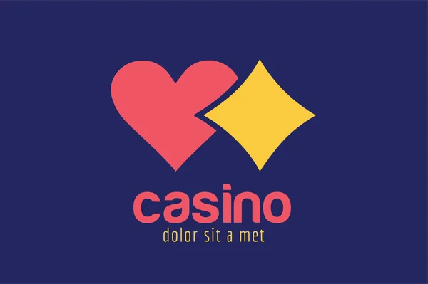 Casino icono del logotipo tarjetas de póquer o juego y dinero — Archivo Imágenes Vectoriales