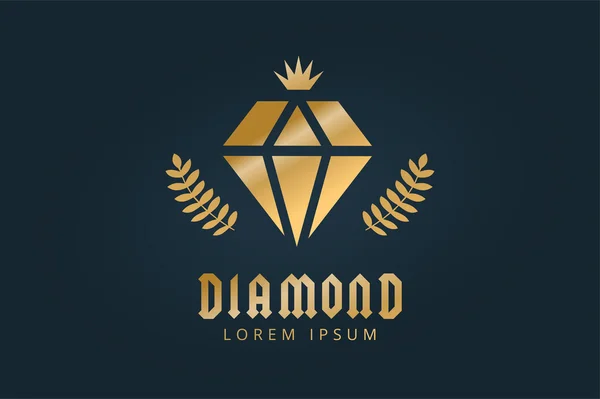 Modelo de ícone de logotipo de diamante antigo vintage — Vetor de Stock