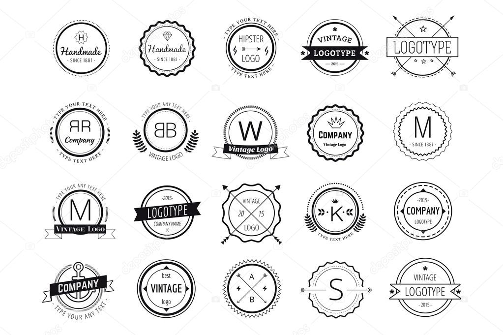 Massive logo badges template bundle. Logo set. Old style and modern flat icons. Vintage retro style. Arrows, labels, ribbons, decor, shield logo, knight logo, premium quality vector. Logo design