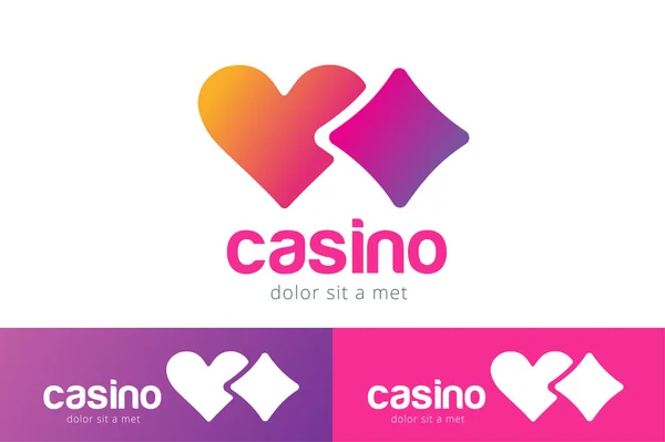 Casino Logo Symbol Pokerkarten oder Spiel und Herzen — Stockvektor