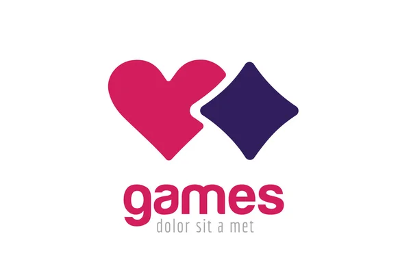 Casino logo icon poker cards or game and hearts — Διανυσματικό Αρχείο