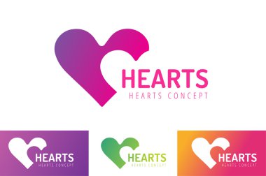 Hearts icon vector logo together