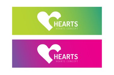 Hearts icon vector logo together