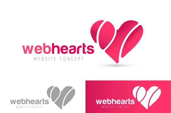 Hearts icon vector logo together — ストックベクタ