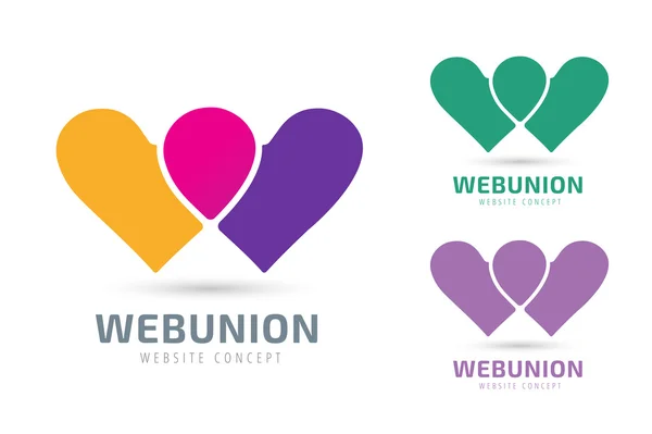 Hearts icon vector logo together — Wektor stockowy