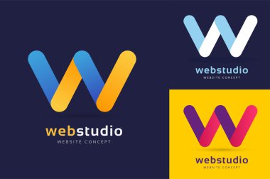 W harfi vektör logo simge şablonu