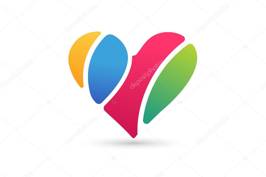Hearts icon vector logo together
