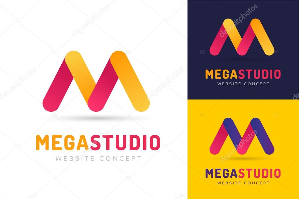 Abstract M letter vector logo icon template