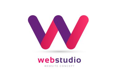 W harfi vektör logo simge şablonu