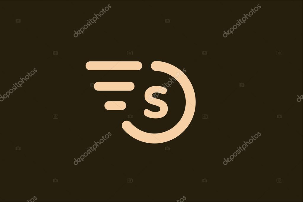 Fast line S letter circle logo. S and rings monogram. Vector S circle. Circle O and S letter design. Abstract S letter. Round rings. Ring circle symbol. Thin line circle.  Transport car circle icon