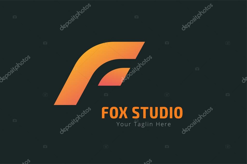 Fox or lion face logo vector template. Lion or Fox  logo. Lion or Fox  symbol. Lion or Fox modern flat  monogram. Developers logo. Letter F sttyle. Coding, website, lion, fox. F brand, F logo, F icon