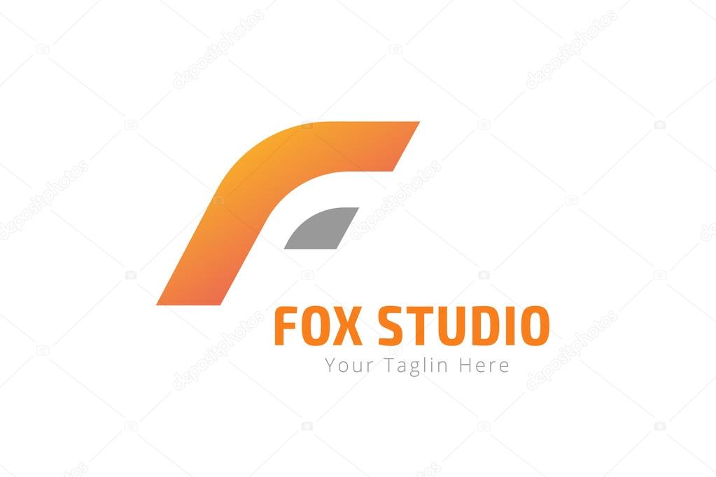 Fox or lion abstract face logo vector template. Lion or Fox  logo. Lion or Fox symbol. Modern flat monogram. Developers logo. Letter F style. Coding, website, lion, fox. F brand, F logo, F icon