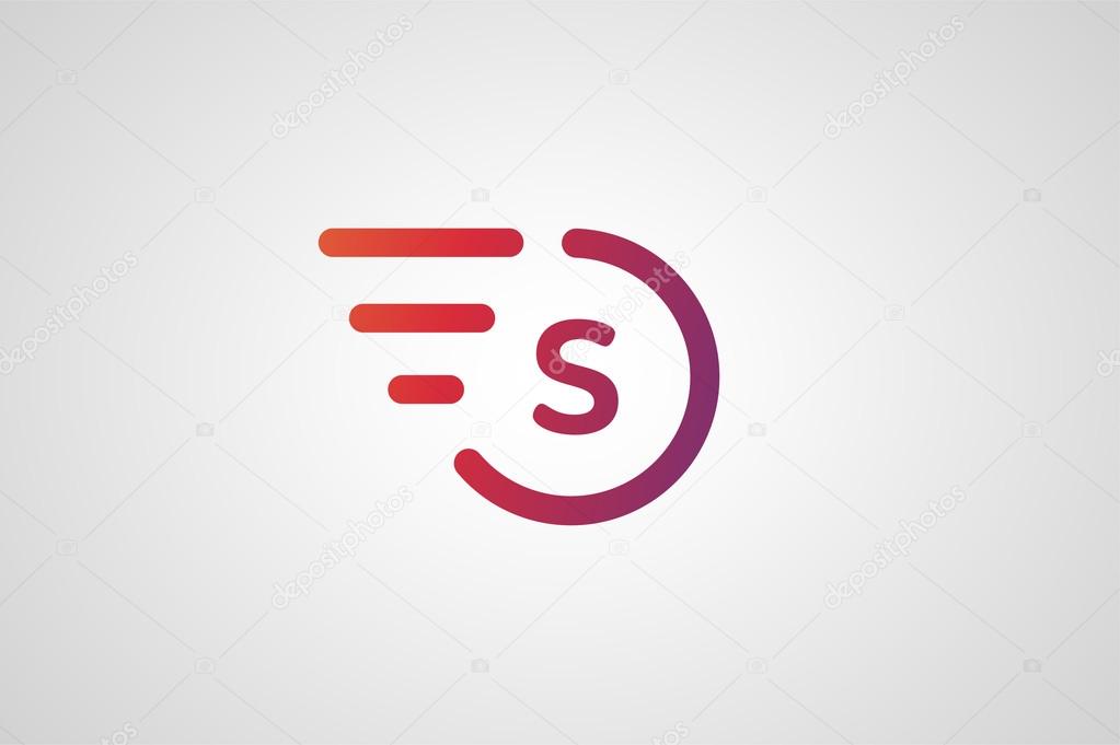 Fast line S letter circle logo. S and rings monogram. Vector S circle. Circle O and S letter design. Abstract S letter. Round rings. Ring circle symbol. Thin line circle.  Transport car circle icon