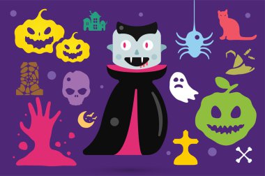 Set of vector halloween costume characters