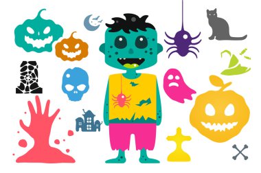 Set of vector halloween costume characters