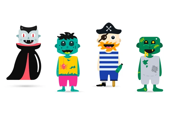 Set of vector halloween costume characters — ストックベクタ