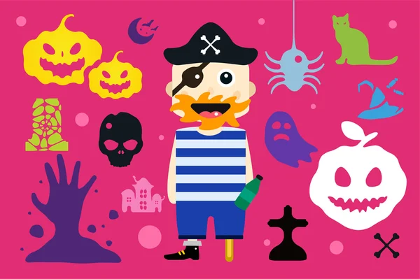 Set of vector halloween costume characters — Stok Vektör