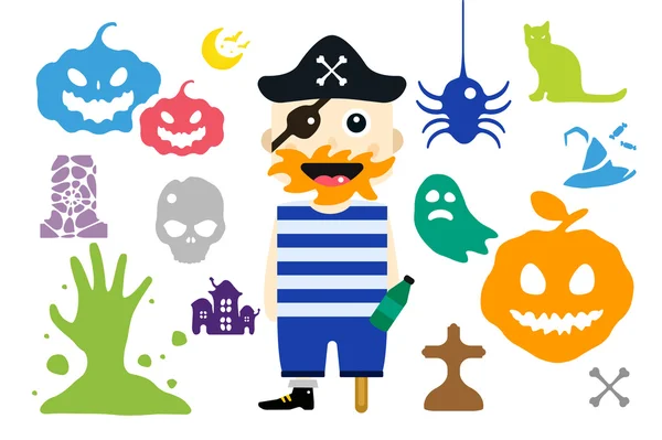 Conjunto de vectores personajes de disfraces de Halloween — Vector de stock