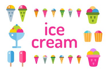 Dondurma vektör simgeleri ayarlandı