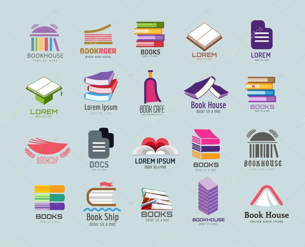 Book vector logo template set. Books logo. Book open. School library books. Education, university, college symbol or knowledge, books stack, publish, page paper. Book icons. Isolated. Books vector