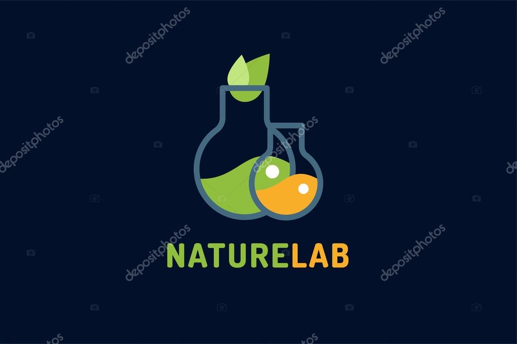 Laboratory ecology vector logo. Lab Eco icon logo isolated. Chemicals, nature logo, natural logo, science logo icon,technology logo, Eco green icon logo. laboratory glassware and leaves. Lab glassware