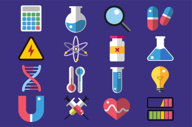 Science lab icons isolated vector set
