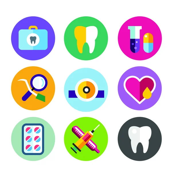 Vector dental iconos conjunto clínica logo — Vector de stock