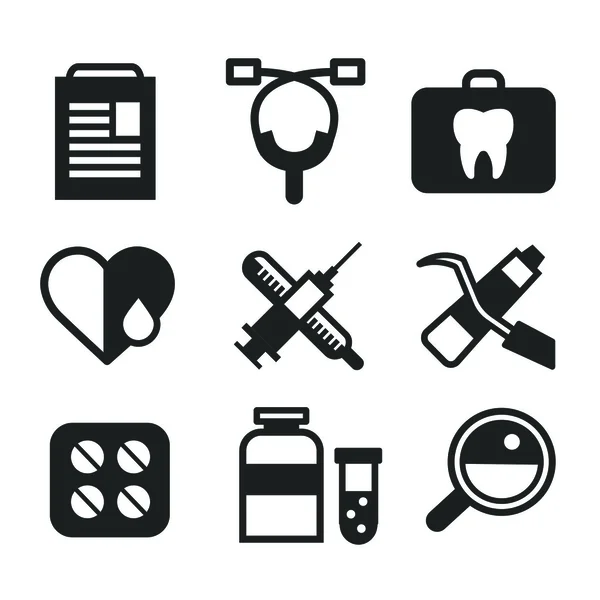Conjunto de ícones vetoriais de medicina. Instrumentos médicos para cuidados de saúde —  Vetores de Stock