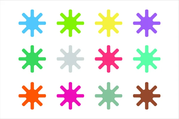 Sun burst, star or snowflakes vector logo icon set — Stock Vector