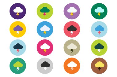 Attention warning cloud sign icons set