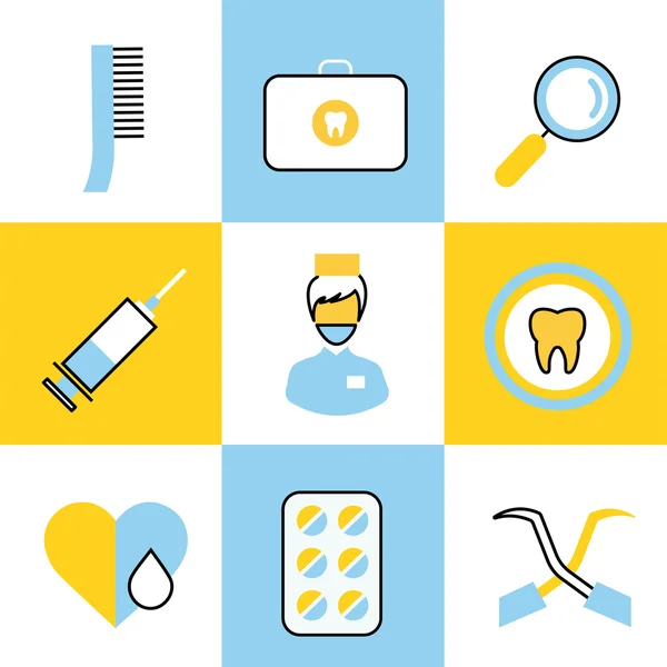 Ícones vetoriais dentários definir logotipo clínica —  Vetores de Stock