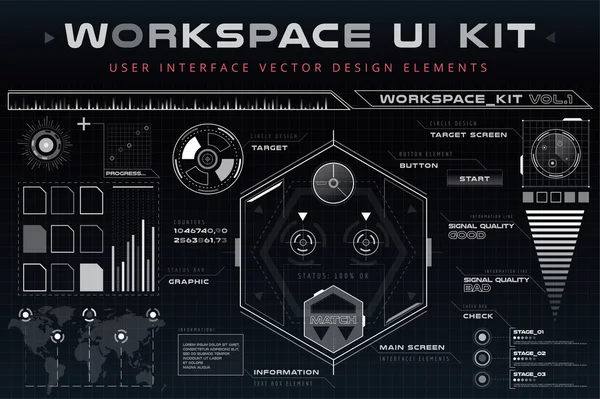 Ui hud 的信息图表界面 web 元素 — 图库矢量图片