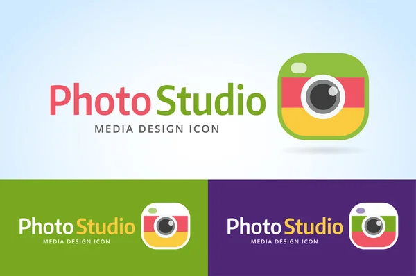 Photo camera icon template. Photographer logo — Stock Vector