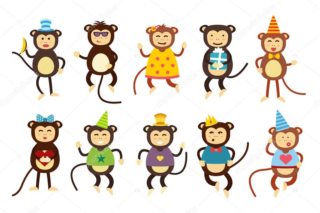 Happy cartoon vector monkey dancing party birthday background Stock Vector Image by ©adekvat #85360312 Happy cartoon vector monkey dancing party birthday background Stock Vector Image by ©adekvat #85360312