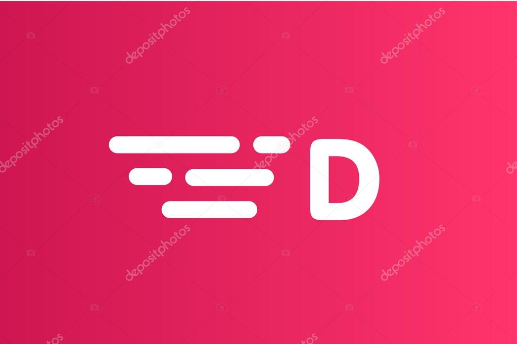 Fast line D letter logo monogram. D and lines monogram. Vector d line letter. D letter design. Abstract D letter. Motion lines d line symbol. Thin line style. Transport delivery D motion icon