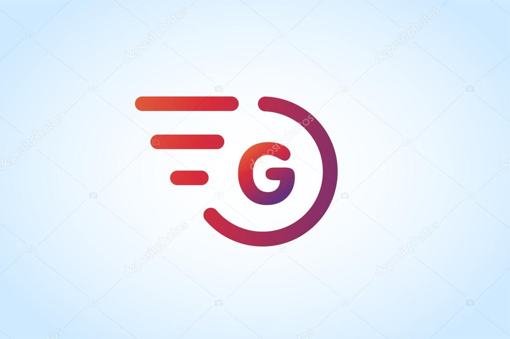 Fast line G letter logo monogram. G and lines monogram. Vector G line letter. G letter design. Abstract g letter. Motion lines g line symbol. Thin line style. Transport delivery G motion icon