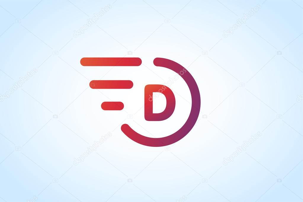 Fast line D letter logo monogram. D and lines monogram. Vector d line letter. D letter design. Abstract D letter. Motion lines d line symbol. Thin line style. Transport delivery D motion icon