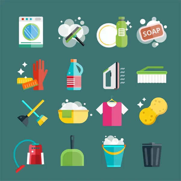 Cleaning icons vector set clean service — Stock Vector