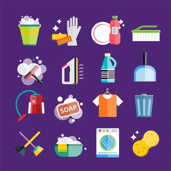 Iconos de limpieza vector conjunto servicio limpio — Vector de stock