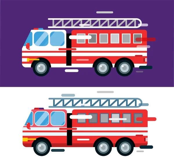 Fire truck car isolated vector cartoon silhouette — Stok Vektör